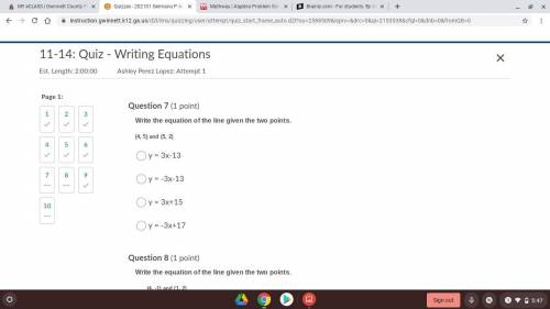 PLEASE HELP ME 
Write the equation of the line given the two points.
