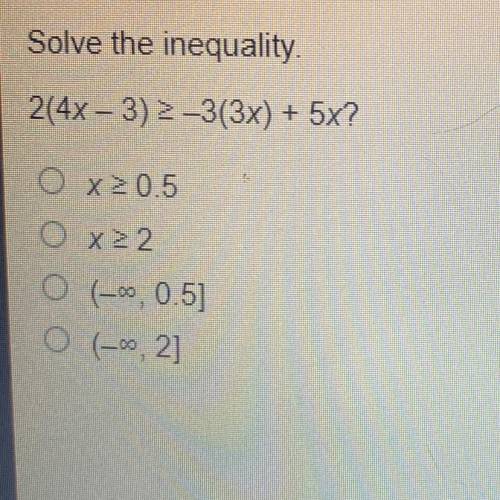 Solve the inequality 
2(4x-3)>-3(3x)+5x