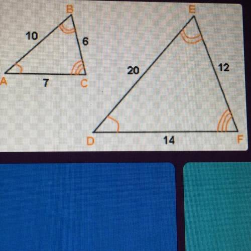 HElP PLEASE

What is the scale factor from ADEF to AABC?
A. 7/3 
B. 2 
C. 10/3
D. 1/2