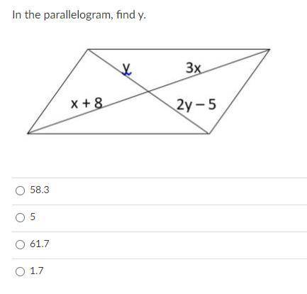 In the parrallelogram, find y.