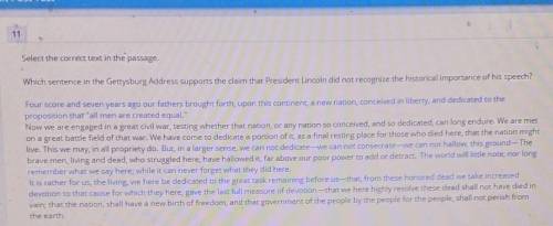 Which sentence in the Gettysburg Address supports the claim that President Lincoln did not recogniz