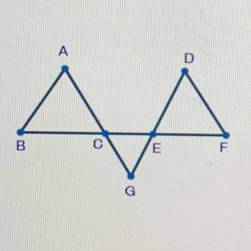 2.(05.03 MC)

In the figure below, AABC ADEF. Point C is the point of intersection between AG and