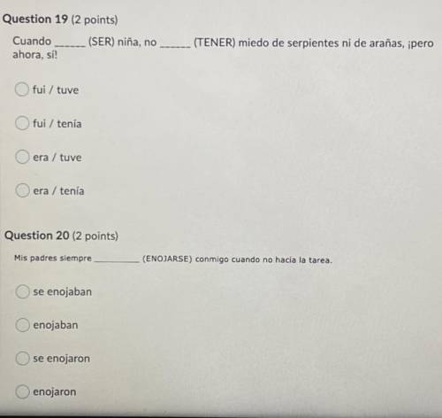 PLEASE HELP! SPANISH 2 preterite vs imperfect