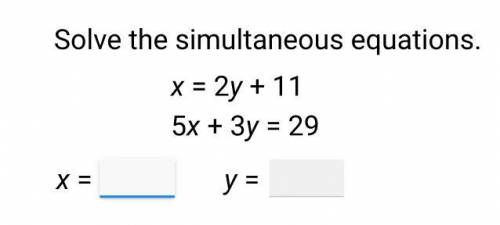 20 POINTS and BRAINLIEST
Solve the simultaneous equation!