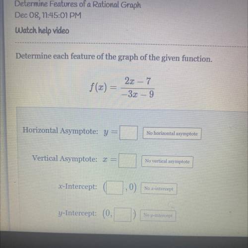 Determine each feature of the graph of the given function.