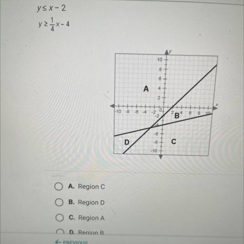 On a piece of paper, graph this system of inequalities. Then determine which

region contains the