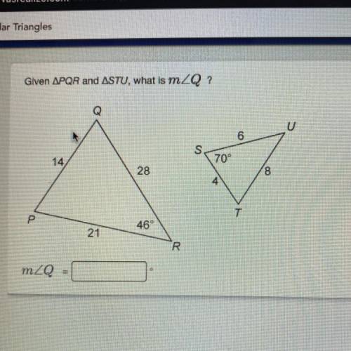 Given APQR and STU, what is m