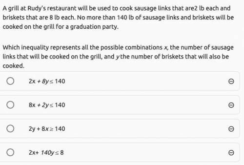A grill at Rudy's restaurant will be used to cook sausage links that are2 lb each and briskets that
