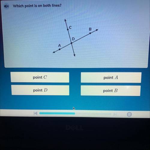 Which point is on both lines?
С
B
D
point C
point A
point D
point B