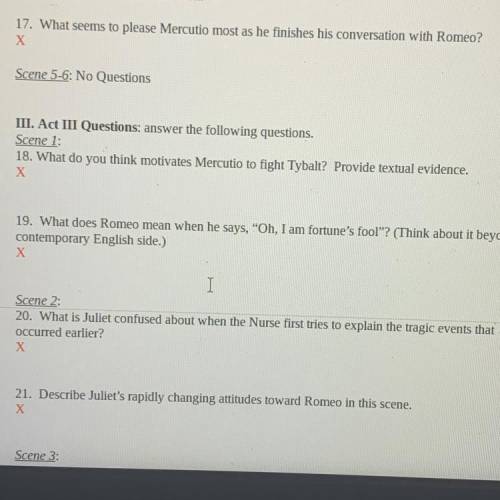 I need help with 17&18 please ASAP
( Romeo & Juliet)