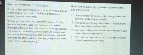 Read the excerpt from Healthy Eating. How could the author strengthen her argument in this part o