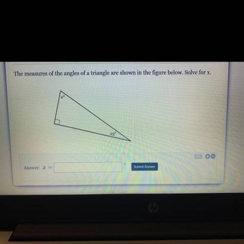 The measures of the angles of a triangle are shown in the figure below. Solve for x.

xº
23°
Pleas