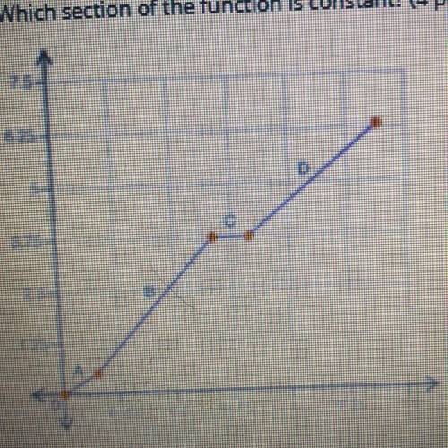 Question 4 (4 points)

(04.05)
Which section of the function is constant? (4 points)
oa
A
ОБ
B
OC