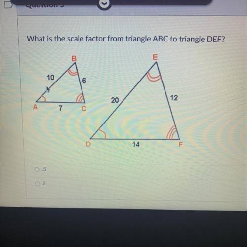 What is the scale factor from triangle ABC to triangle DEF