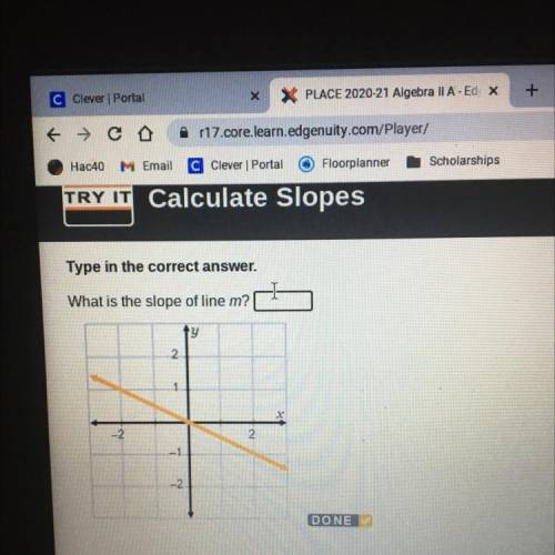 What is the slope of the line m