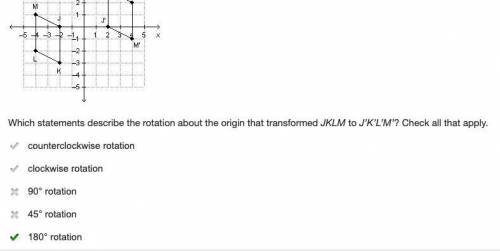 Parallelogram JKLM and the image of JKLM are graphed on the coordinate grid below.

On a coordinat