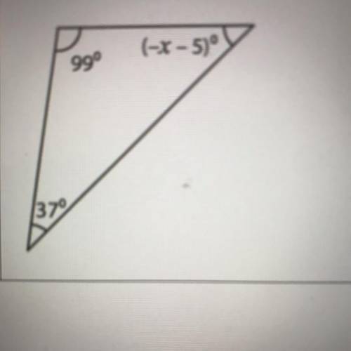Find the value of x and the missing angle.
