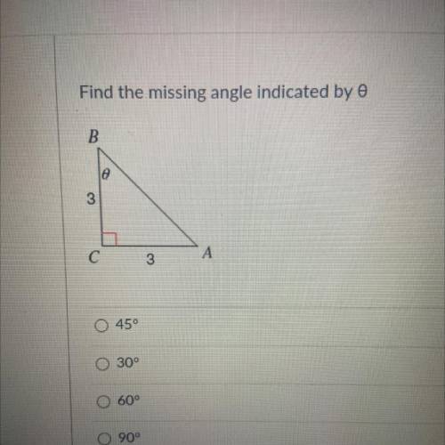 Find the missing angle indicated by 0