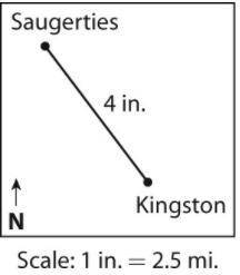 What is the actual distance between Saugerties and Kingston?