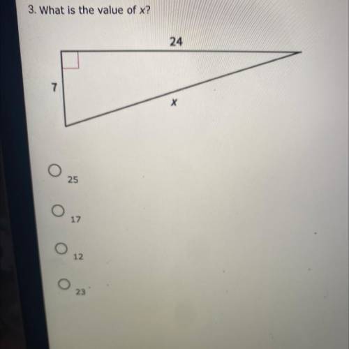 What is the value of x? 
A. 25
B. 17
C. 12
D. 23