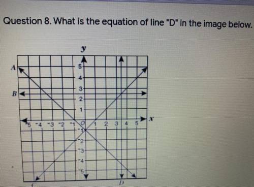 Question 8. What is the equation of line D in the image below.

*
V
A
1
5
4
3
B
4
-3-2
2 3
4
5
*