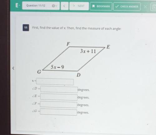 First find the value of x the find the measure of each angle. need help