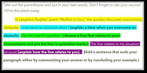 After reading the poem Mother to Son, respond to the prompt. You may use the outline to help you co