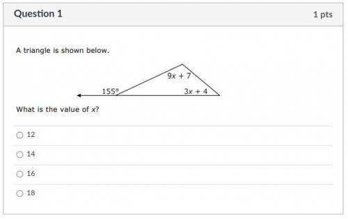 The triangle is shown below
what is the value of x