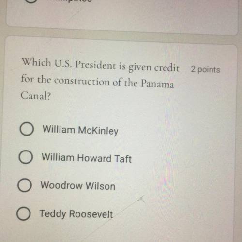 Which U.S. President is given credit
for the construction of the Panama
Canal?
