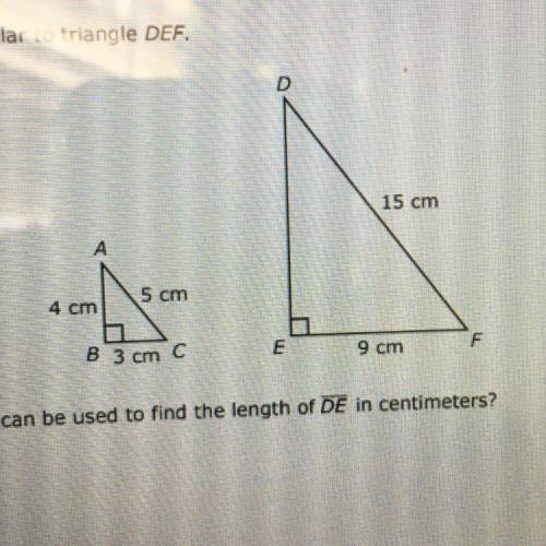 PLEASE HELP*will give u

Triangle ABC is similar to triangle DEF.
Which pro