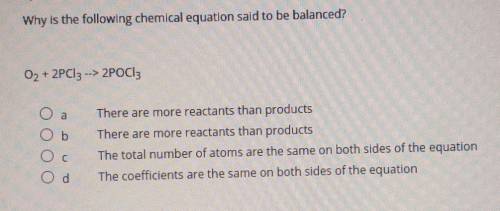 Why is the following chemical equation said to be balanced? it's not A or B