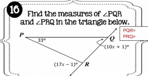 Find the measures of angle PQR and angle PRQ