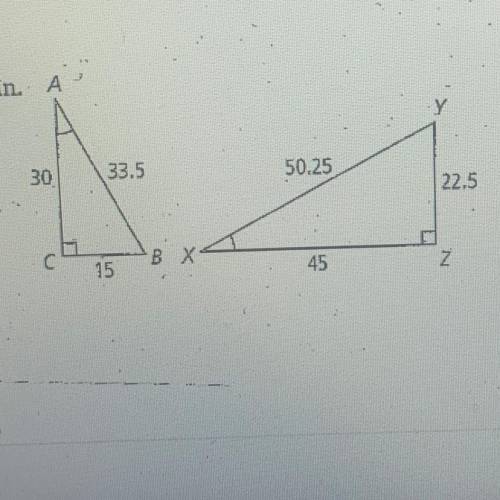 Short Response
6. Are the triangles at the right simílar? Explain.