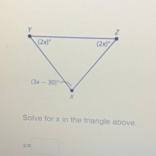Solve for x in the triangle above