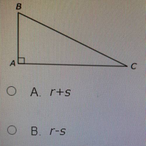 In right triangle ABC, m angle B ne m angle C Let sin B = r rand cos B = What is sin C- cos C?￼

A