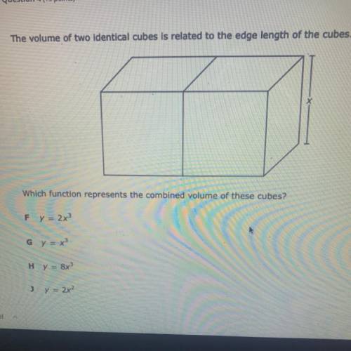 The volume of two identical cubes is related to the edge length of the cubes.

Which function repr