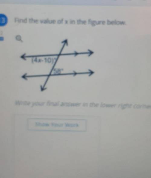 Find the value of x in the figure below.please help me