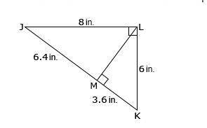 Triangle JKL has an area of in2 and a perimeter of in.