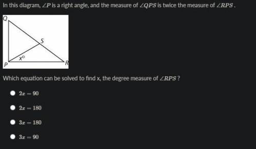 Which equation can be solved to find x, the degree measure of ∠RPS ?