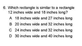 Which rectangle is similar to a rectangle 12 inches wide and 18 inches long?