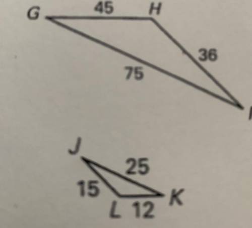 Help plz 
Is the triangles similar? Why or why not?