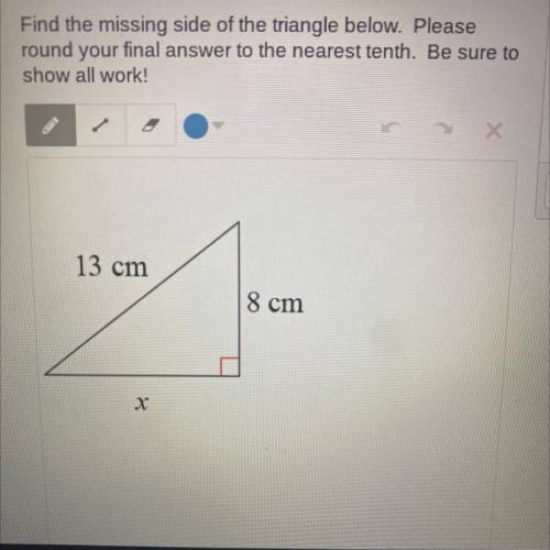 find the missing side of the triangle below. please round your final answer to the nearest tenth. B