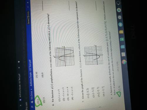 For the function g(x) shown graphed below,

Can you help me with these 2 questions please and expl
