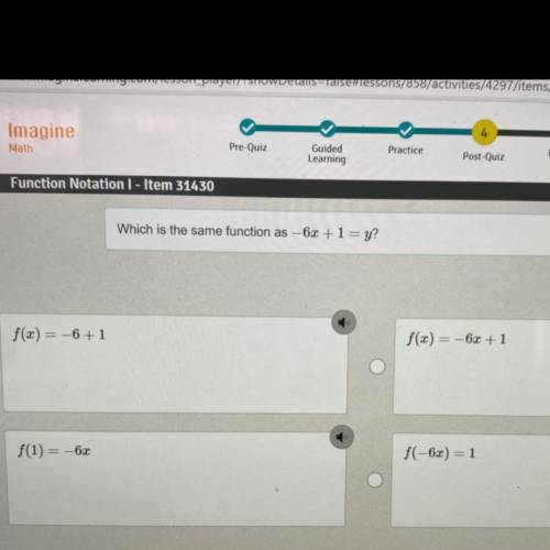 Which is the same function as -6x+1=y