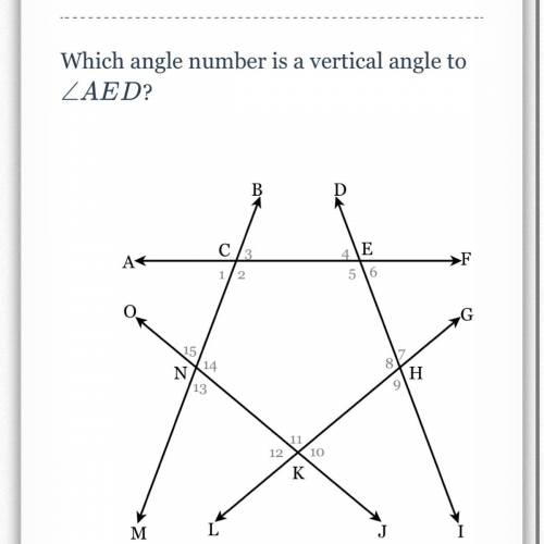 Which angle number is a vertical to