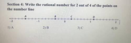 Section 4 write a rational number for 2 out of 4 of the points on the number line? Pls help