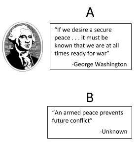Statement B states that when we are not at war we need an “armed peace”. What does “armed peace” me