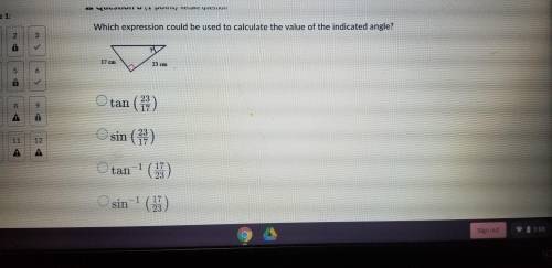 Which expression could be used to calculate The value of the indicated angle