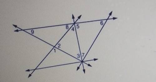 the diagram below shows the angles formed by some intersecting lines. give that m<8=34, m<9=4