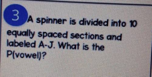 A spinner is divided into 10 equally spaced sections and labeled A-J. What is the P(vowel)